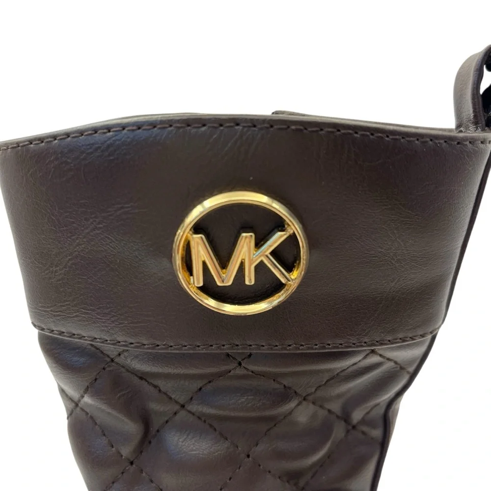 Michael Kors Boots Toddler Girl Size 5 Dark Brown Quilted Equestrian Logo Winter